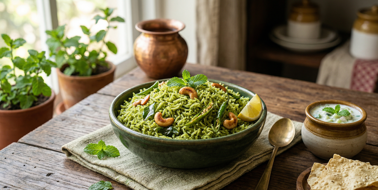 Pudina Rice Recipe – Healthy Little Millet Mint Rice